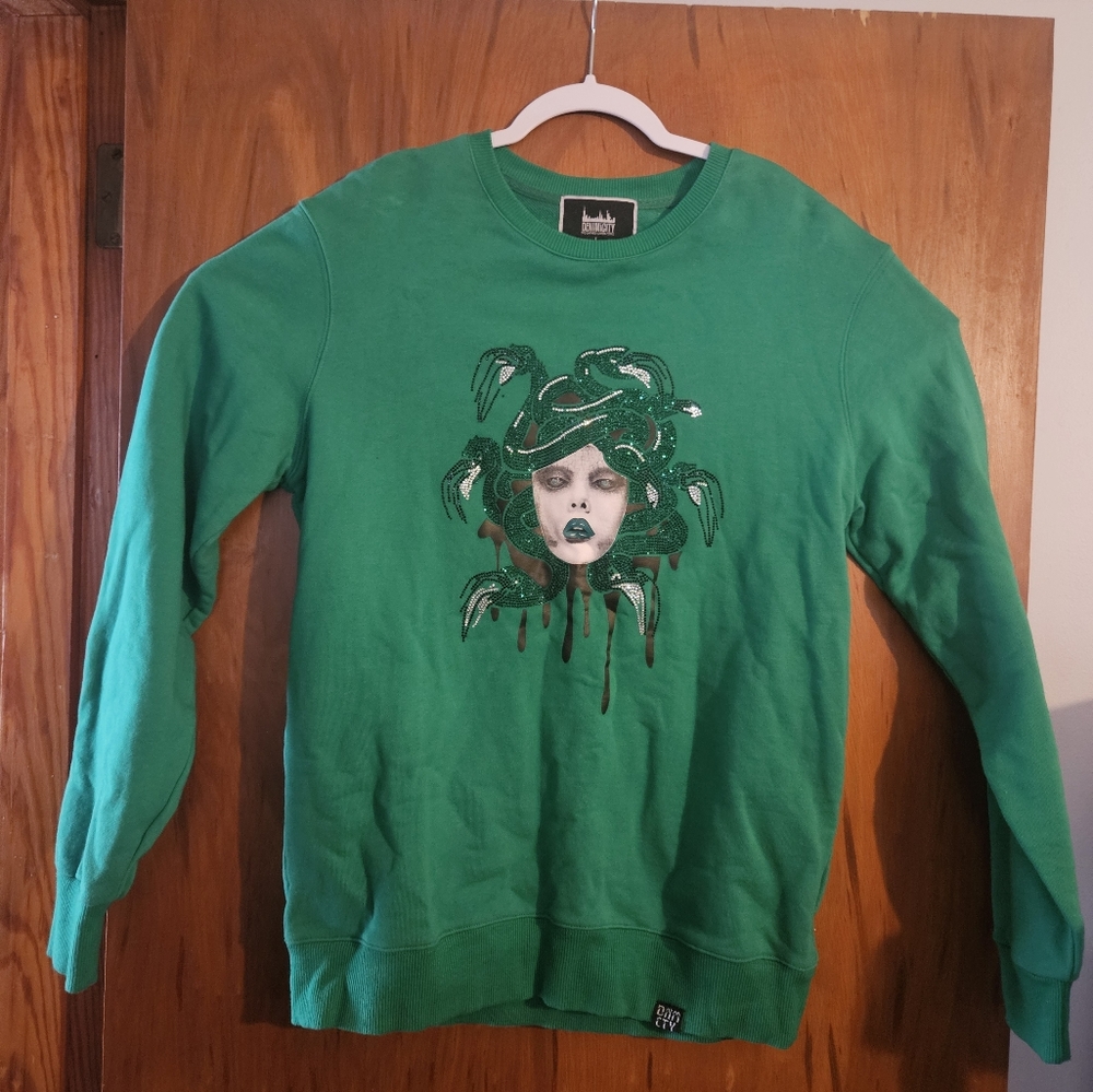 Green denim city sweatshirt size large